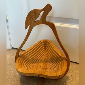 Wooden Folding Pear Fruit Bowl Trivet Collapsing